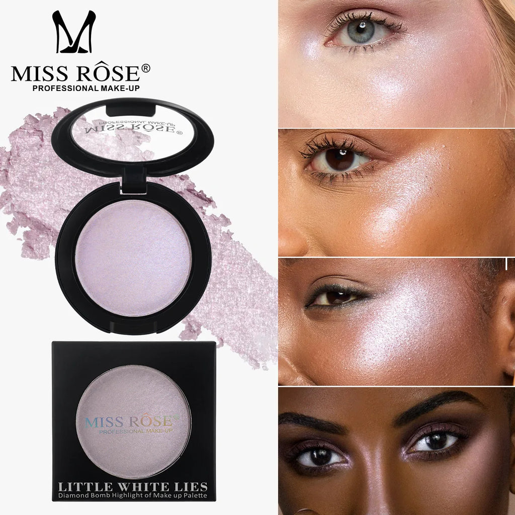 MISS ROSE Round Creamy Highlight Contour Palette, Skin-friendly Shiny Effect, Face Contour Modification Daily Makeup Cosmetic