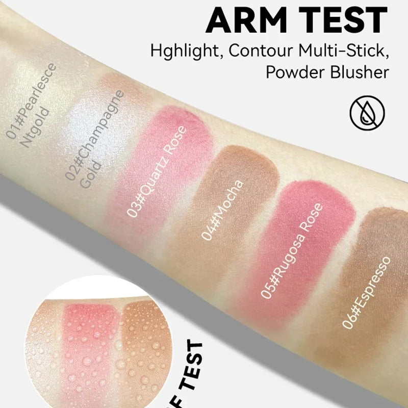 Makeup Face Cream Contour Sticks,Shades with Highlighter & Bronzer & Blush, Non-greasy and Water-resistant Face Contouring Pen - AliExpress 66