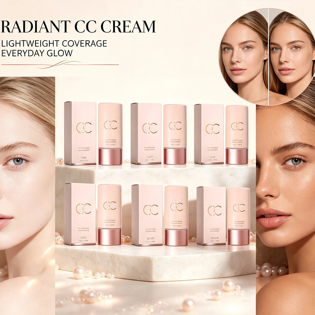 Multi Skin Type Cc Tinted Moisturizer One Step Hydrating Tone up Cream Hide Blemishes Natural Oxidation Resistant Smooth Base