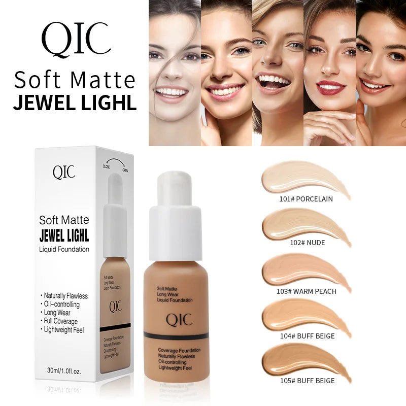 QIC Soft Matte Liquid Foundation 30g Waterproof Oil Control