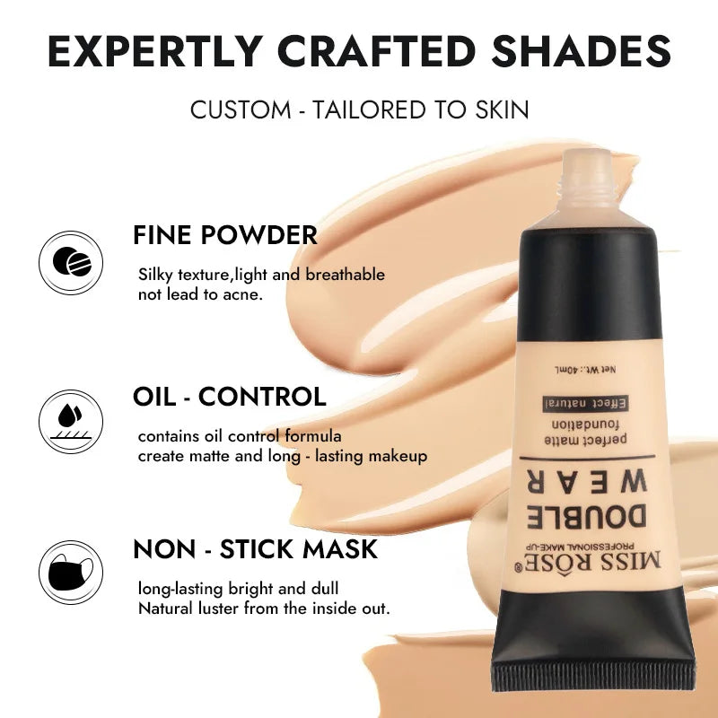 MISS ROSE 40ml Natural Nude Liquid Foundation Sweatproof Concealer Cream Daily Facial Makeup Cosmetics - AliExpress 66