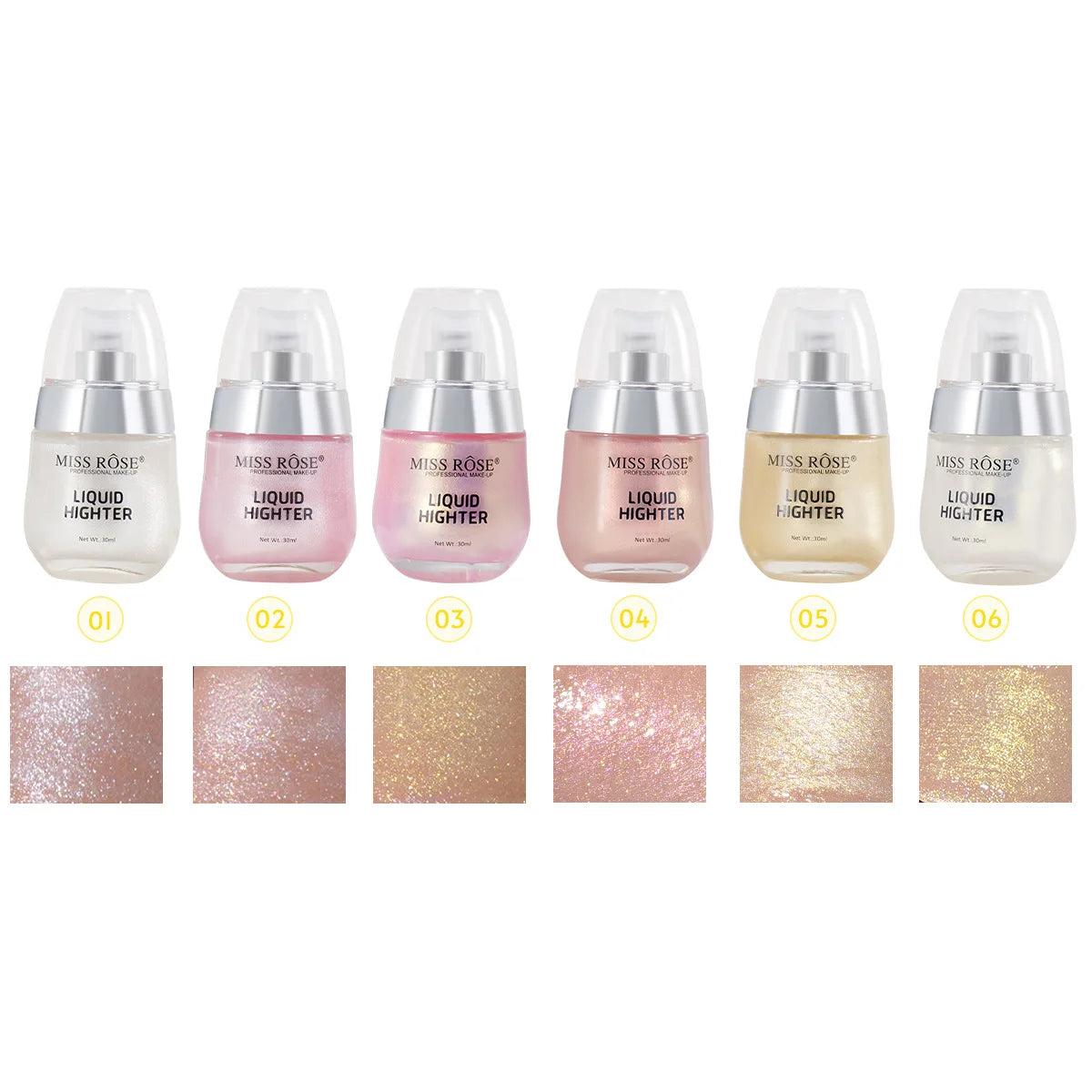 MISS ROSE Shimmer Super Sparkle Liquid Highlight Eyeshadow Natural Brightening Face Body Makeup Cosmetic Body Glitter