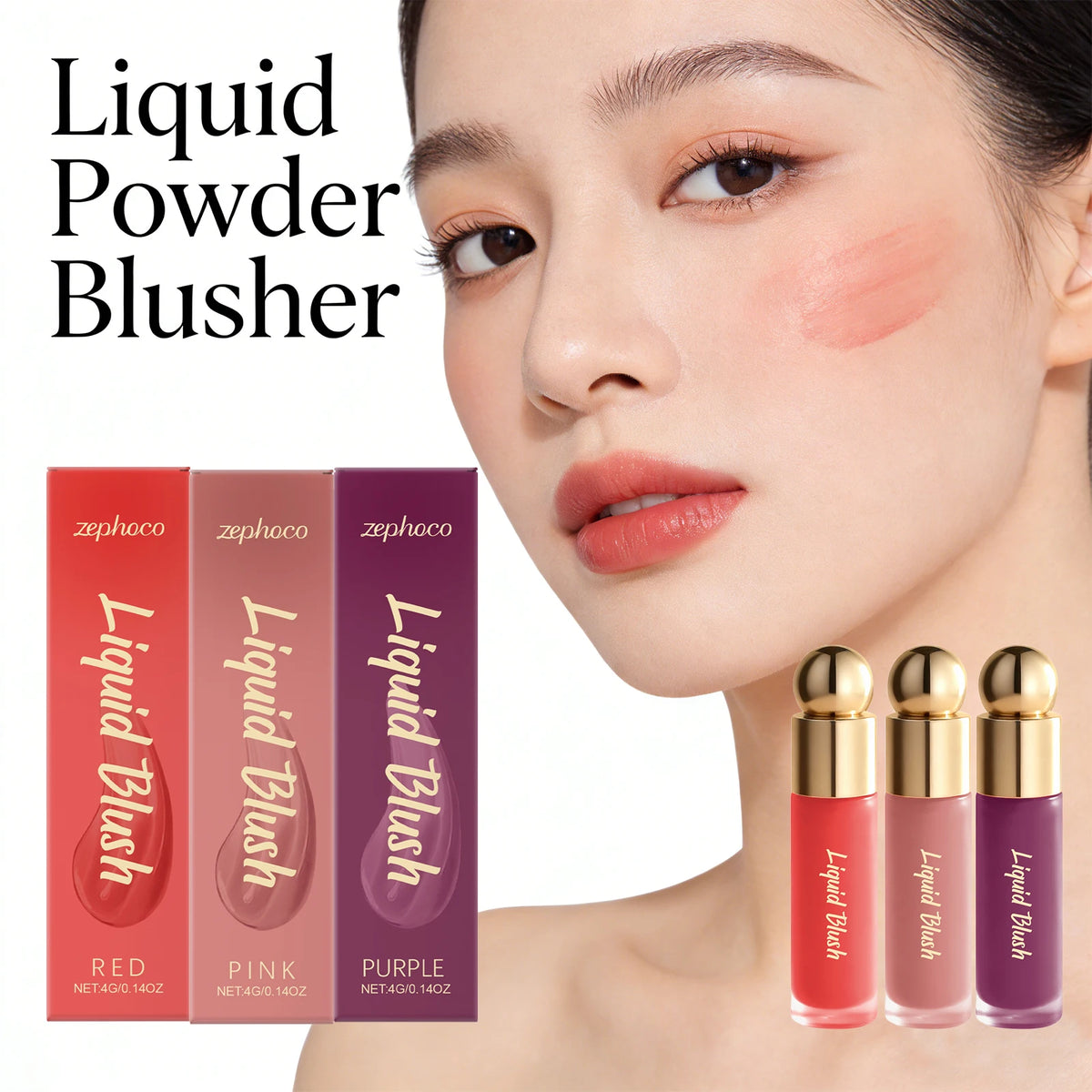 3 Colors Liquid Powder Blusher Waterproof Powder Blusher Atmosphere Makeup Easy to Apply Long Lasting Face Makeup Contracts - AliExpress 66