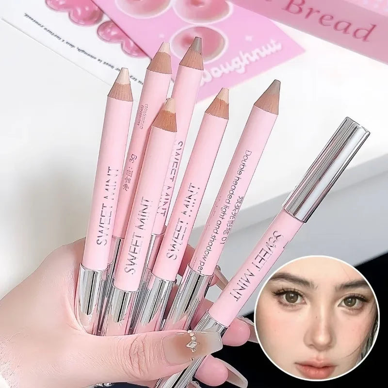 Double Ended Highlighting Contouring Stick 2-in-1 Highlight and Shadow Pen Face Gray Brown 3D Nose Shadow Bronzers Makeup Pencil - AliExpress 66