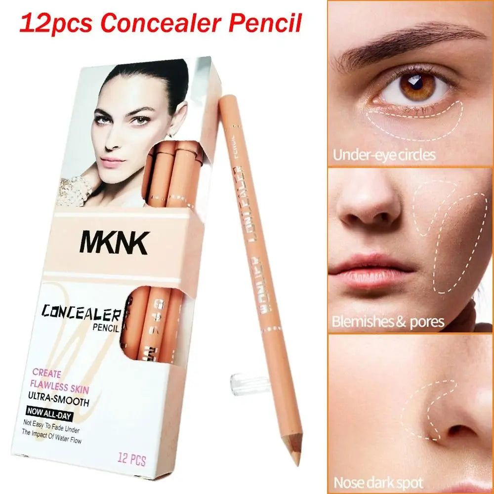 12pcs 2 Colors Face Concealer Pencil Can Perfection Conceal Blemish Dark Circle Wonder Concealer Pencil Evens Out Skin Tone