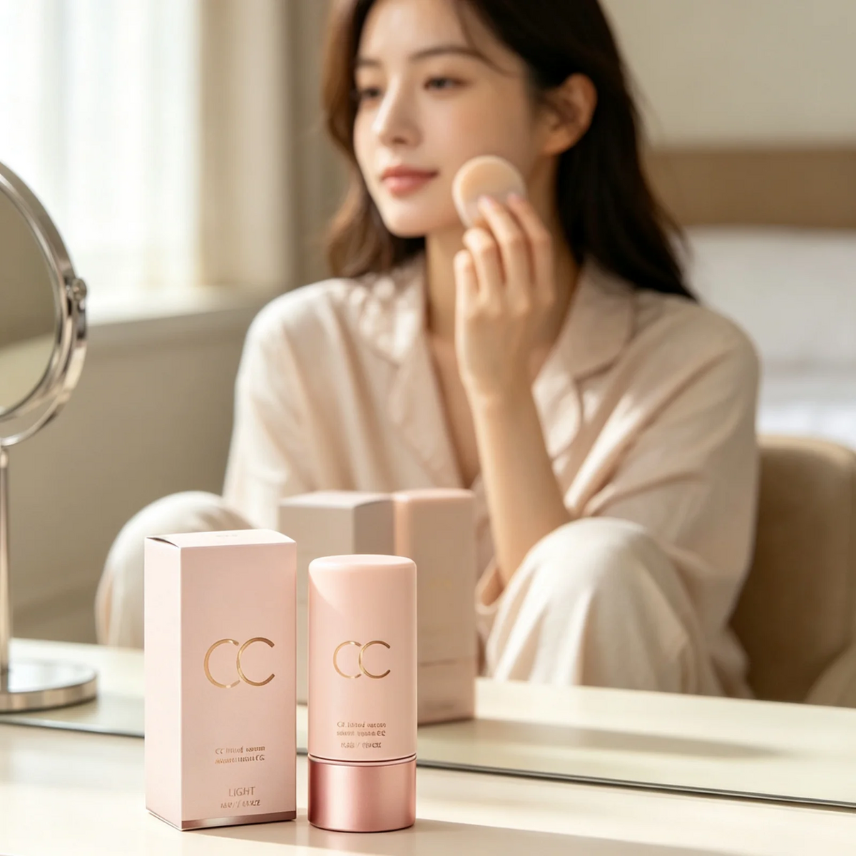 CC Tinted Serum Long Lasting Makeup Brightening Skin Radiance Even Skin Tone Smoothing Deep Moisturizing Non Sticky CC Cream 40g