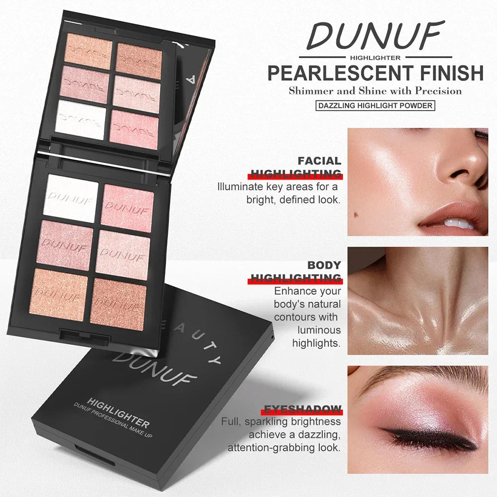 6 color Highlighter Palette Highly Pigmented Long Lasting Waterproof Natural Contour Powder Matte Pearl Body Face Highlighting - AliExpress 66
