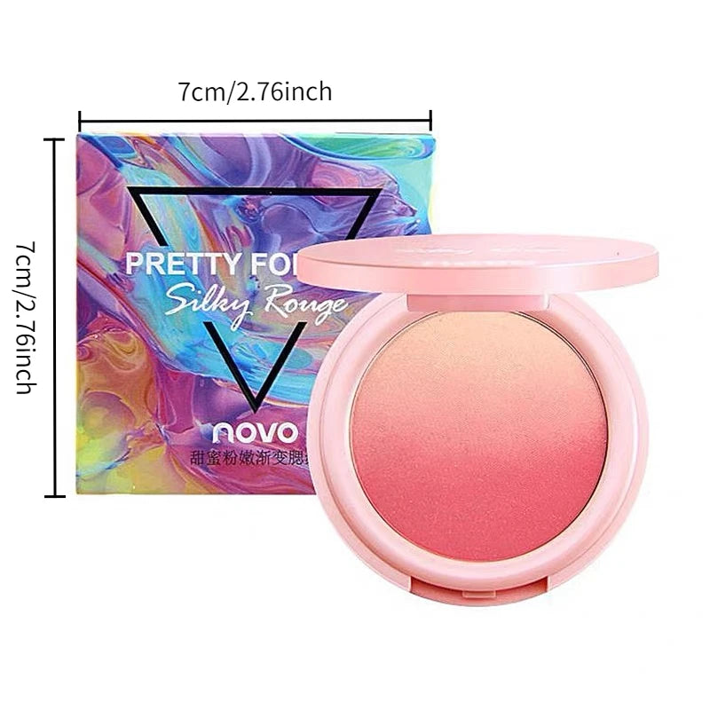 NOVO Sweet Pink Portable Gradual Change Powder Blusher Soft Daily Vitalizing Color for Makeup