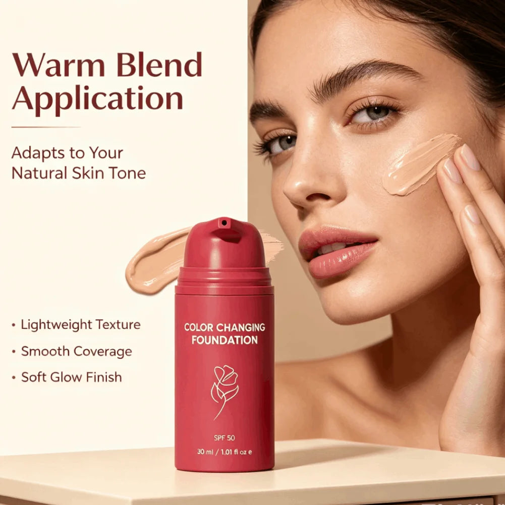 Korean Color Changing Foundation Invisible Pores, Effective Concealer, Natural Fit for Mature Skin SPF 50 Hydrating Base Makeup