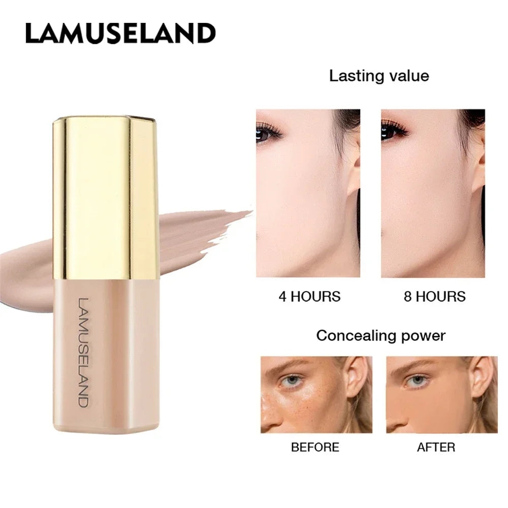 LAMUSELAND Face Concealer & Base 4 Colors Full Coverage Liquid Concealer Scars Dark Circles Acne Suit for All Skin Facial Makeup