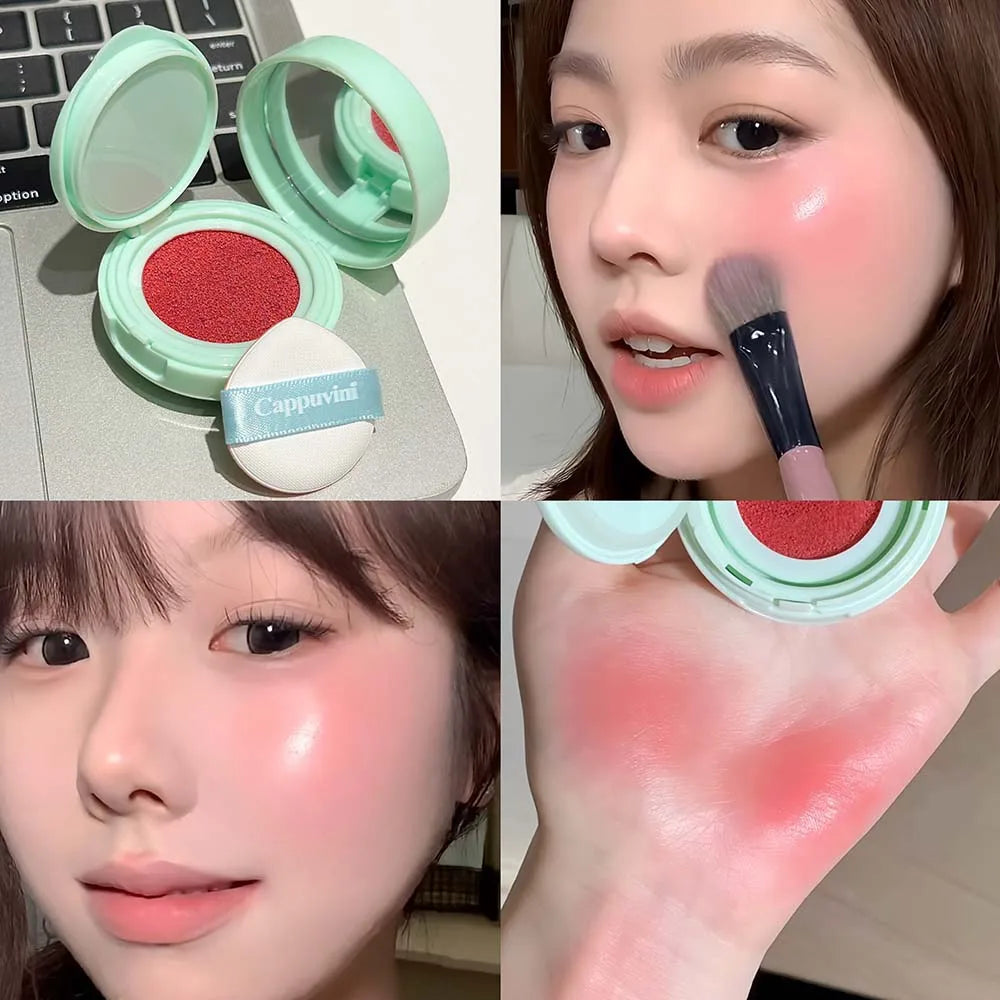 4 Colors Natural Water Light Air Cushion Blush Cream Long Lasting Waterproof Tangerine Daily Face Contour Mousse Blusher Makeup