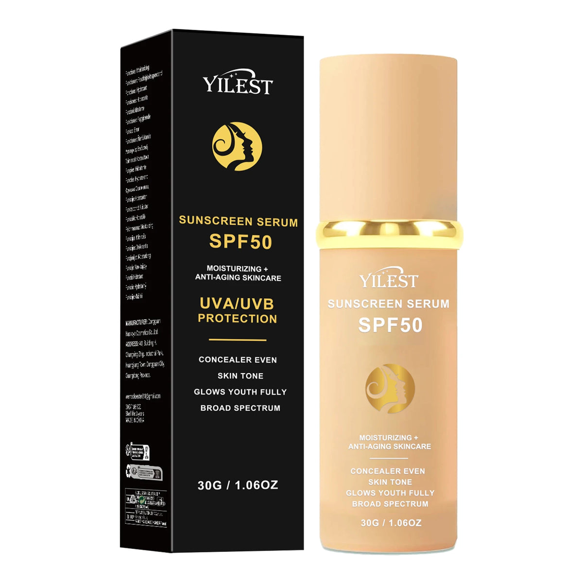 30g YILEST SPF50 Sunscreen Serum, 2?in?1 Makeup & Moisturizer, Light Tinted Foundation for Daily Outdoor Use - AliExpress 66