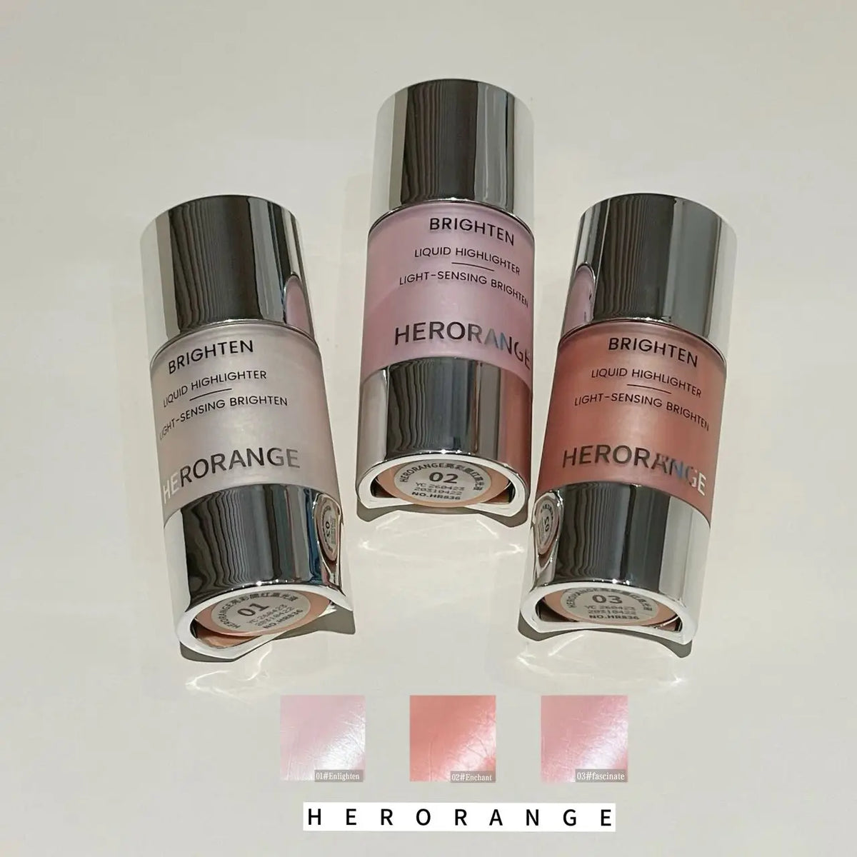 Herorange Shimmer Liquid Blush Highlighter, Dewy Watery Smooth Texture, Easy Blend Natural Brightening Daily Face Makeup