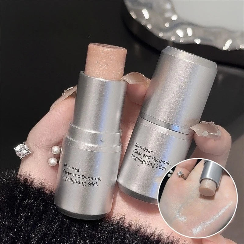 Highlighter Stick - Dewy Finish, Contour & Blush 3-in-1, Natural Glow with Fine Shimmer, Affordable Makeup Stick