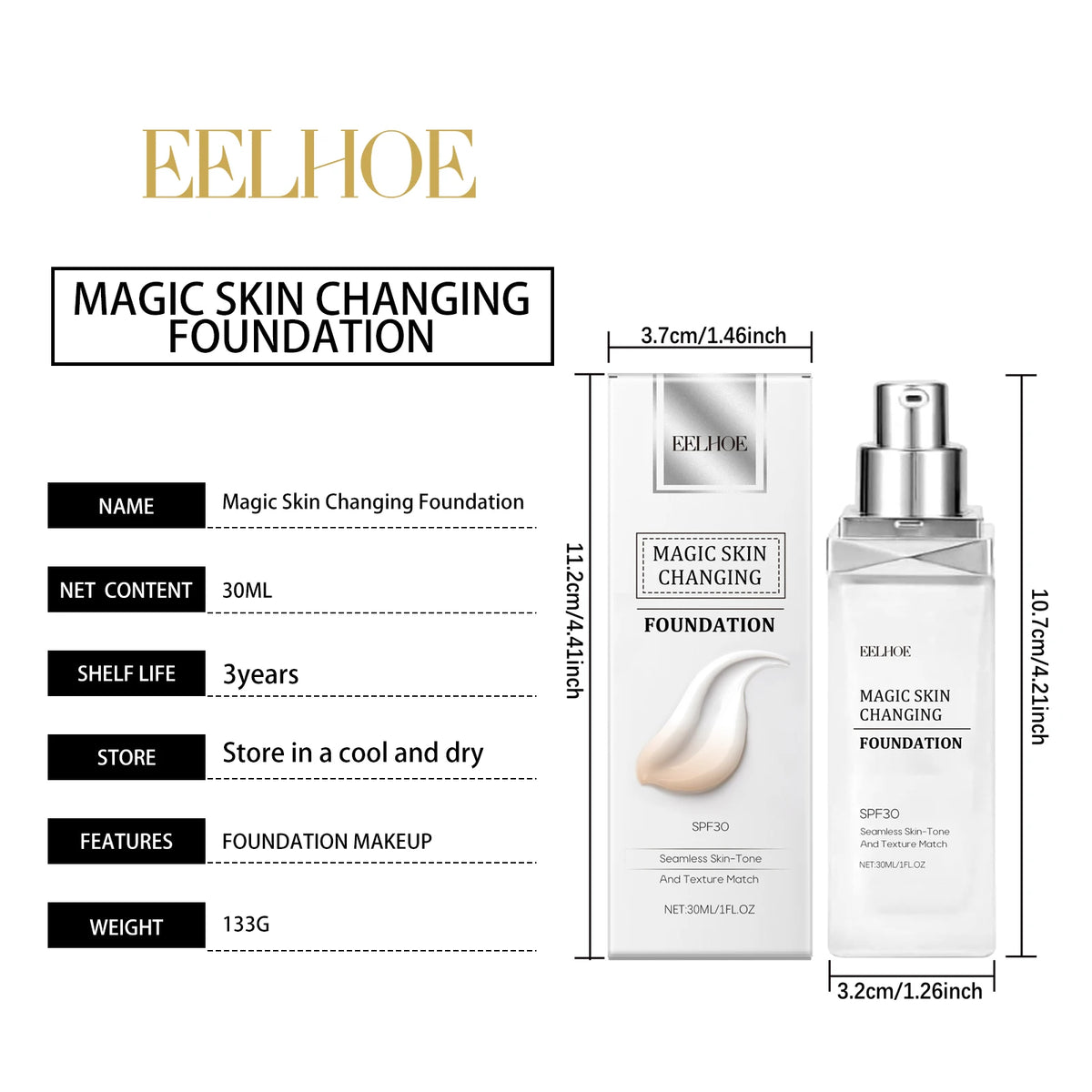 Color Changing Foundation Hyaluronic Acid Waterproof Oil Control High Coverage Makeup Base Magic Covering Foundation Liquid 30ml - AliExpress 66