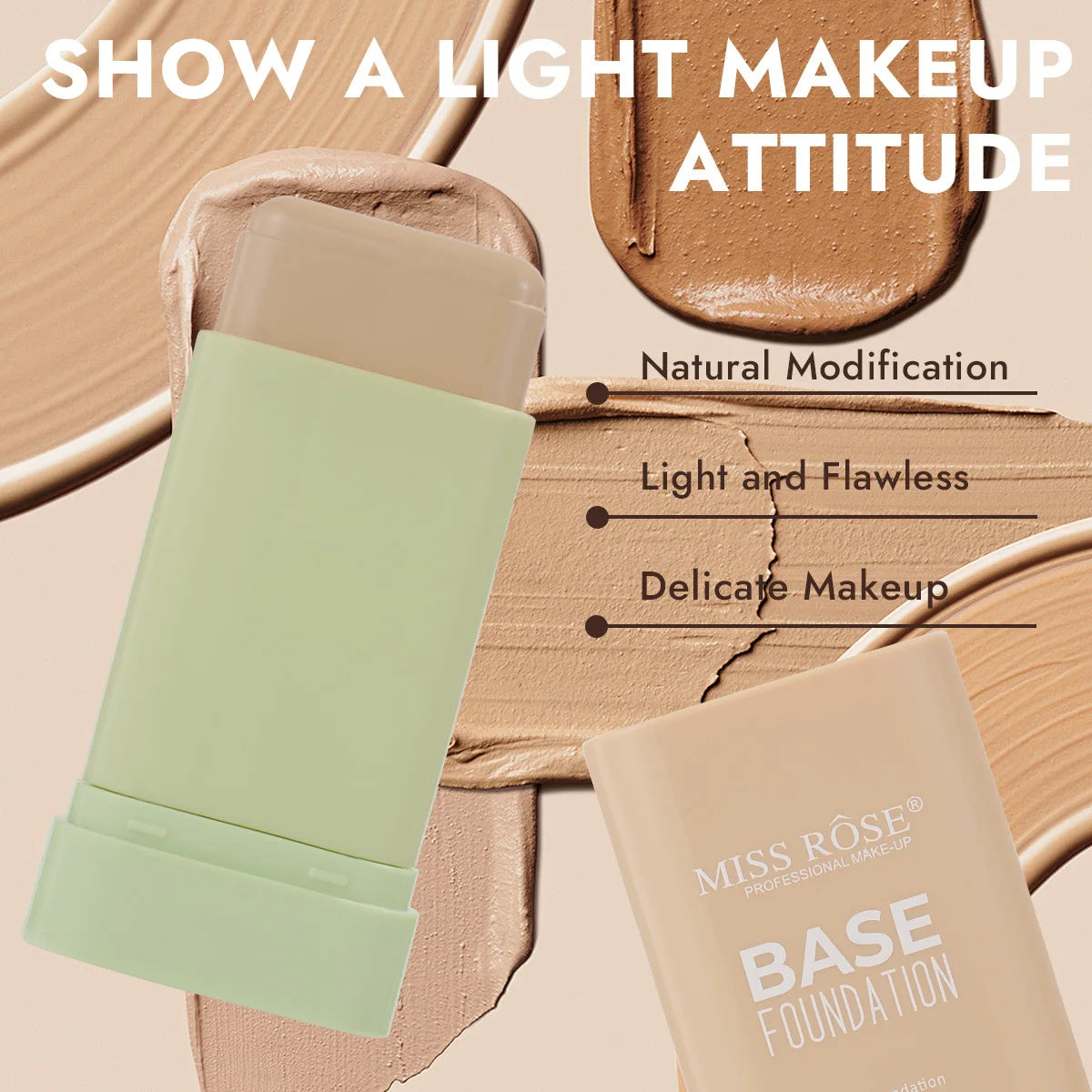 MISS ROSE Concealer Stick - Moisturizing Hydrating Brightening Lightweight Full Coverage Skin Tone Match Foundation Makeup