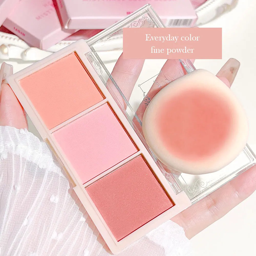 HISYI three-color blush matte natural nude makeup brightens the appearance and brightens the color. Three-color blush plate - AliExpress 66