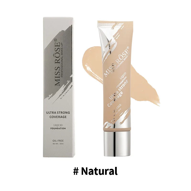 MISS ROSE Flat Tube Liquid Foundation Not Easy Fade, Moisturizing Foundation Cream Suitable For All Skin Tones Daily Face Makeup